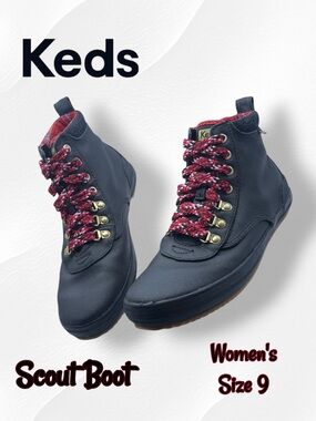 Keds Women's Lace Up Scout Boot Black Size 9